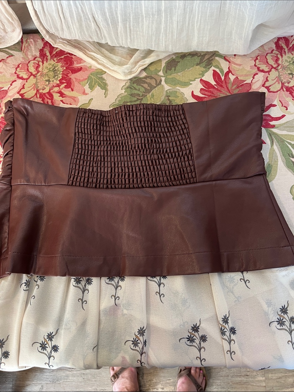 Anthropology strapless faux leather corset top size L - Picture 10 of 12